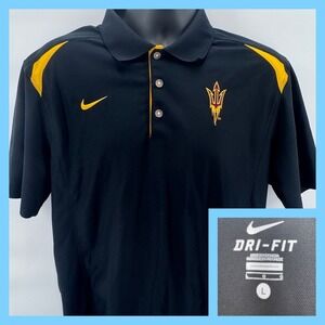 Nike Dri-FIT Arizona State Sun Devils Polo Shirt Men's Large Black Gold